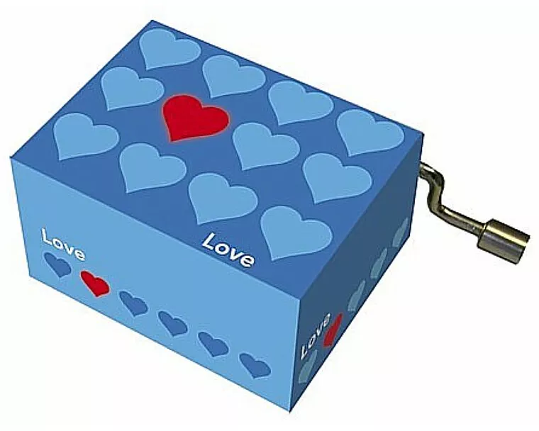 Spieluhr. Art&Music - Happy Birthday, blaue Herzen + rote