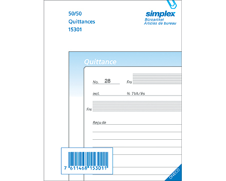 SIMPLEX Quittungen F A6 15307F blau/weiss 50x3 Blatt