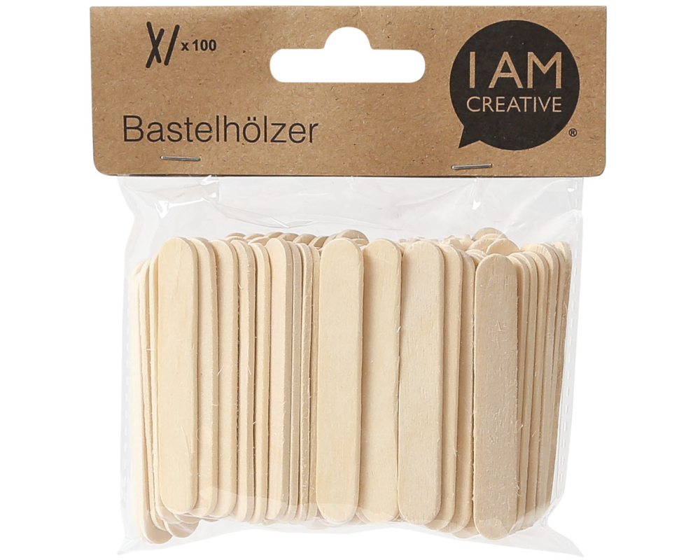 I AM CREATIVE Bastelhölzer 1302.04 natur, 65x10mm, 100 Stück