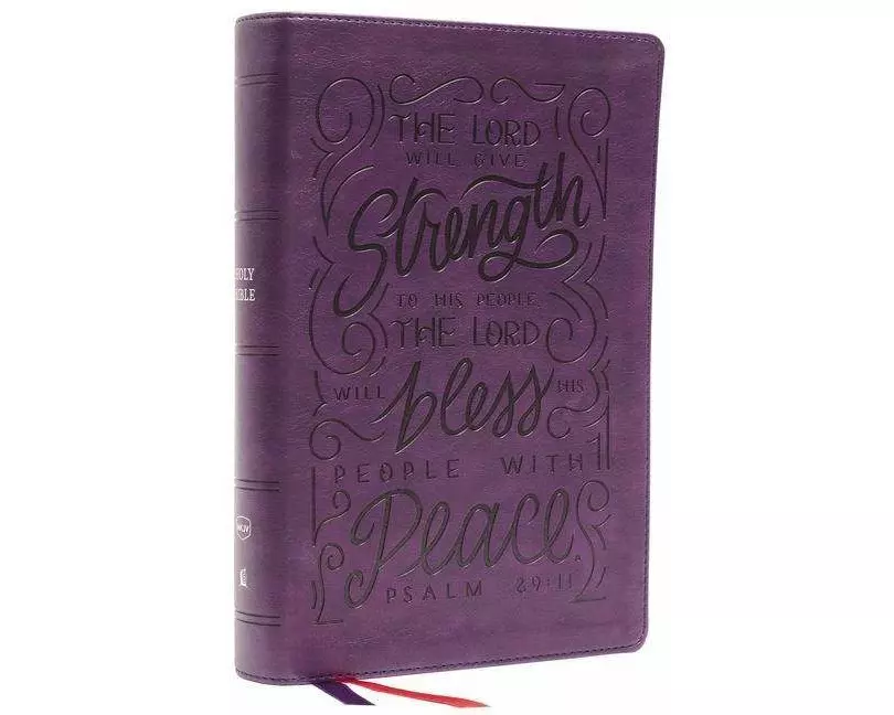 NKJV, Giant Print Center-Column Reference Bible, Verse Art Cover Collection, Leathersoft, Purple, Red Letter, Comfort Print