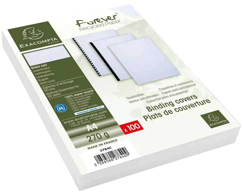 Exacompta Einbanddeckel Evercover 270 g/m², 100 Stück, Weiss