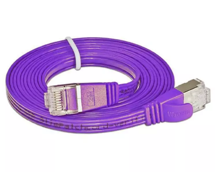SLIM Slimpatchkabel RJ-45 - RJ-45, Cat 6, STP, 0.15 m, Violett