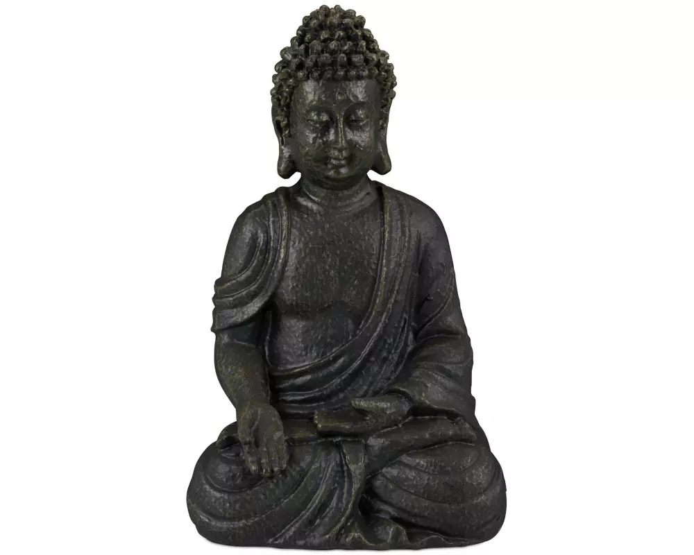 relaxdays Dekofigur Buddha Anthrazit