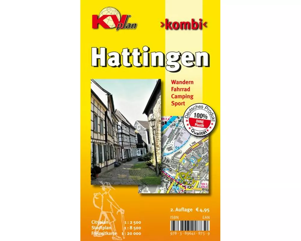 Hattingen, KVplan, Wanderkarte/Radkarte/Stadtplan, 1:20.000 / 1:10.000 / 1:2.500