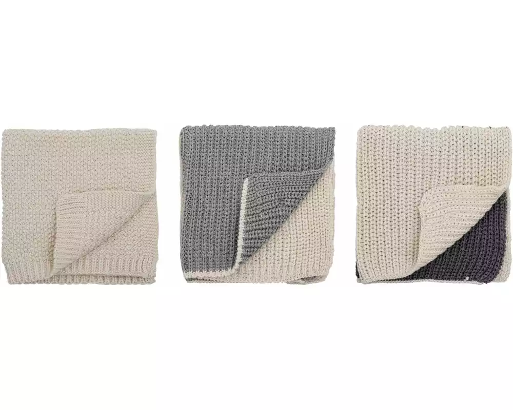 Bloomingville Abwaschlappen Odette, Baumwolle, Grau, 27 x 27 cm, 3 Stück