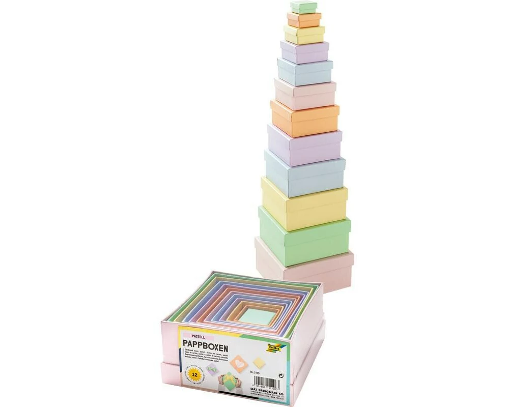 Folia Pappboxen PASTELL quadratisch 12 Stück