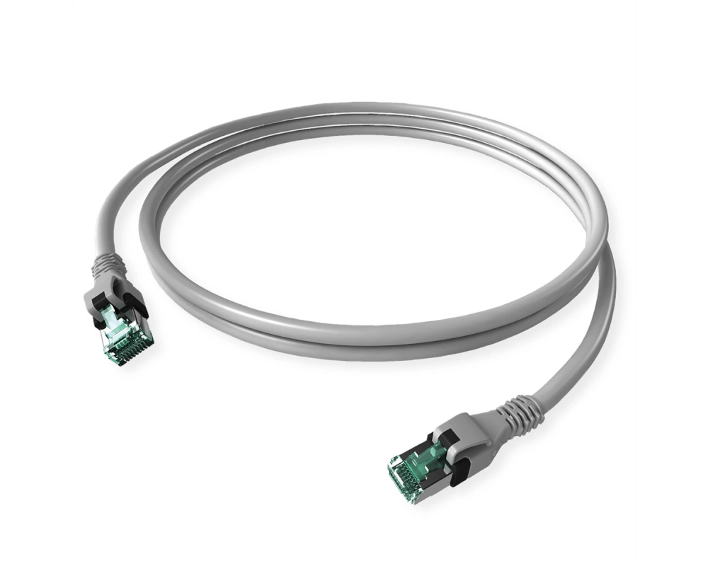 EasyLan DualBoot PushPull IP20 Patchkabel, Cat.6A (Class EA), S/FTP, grau, 5 m