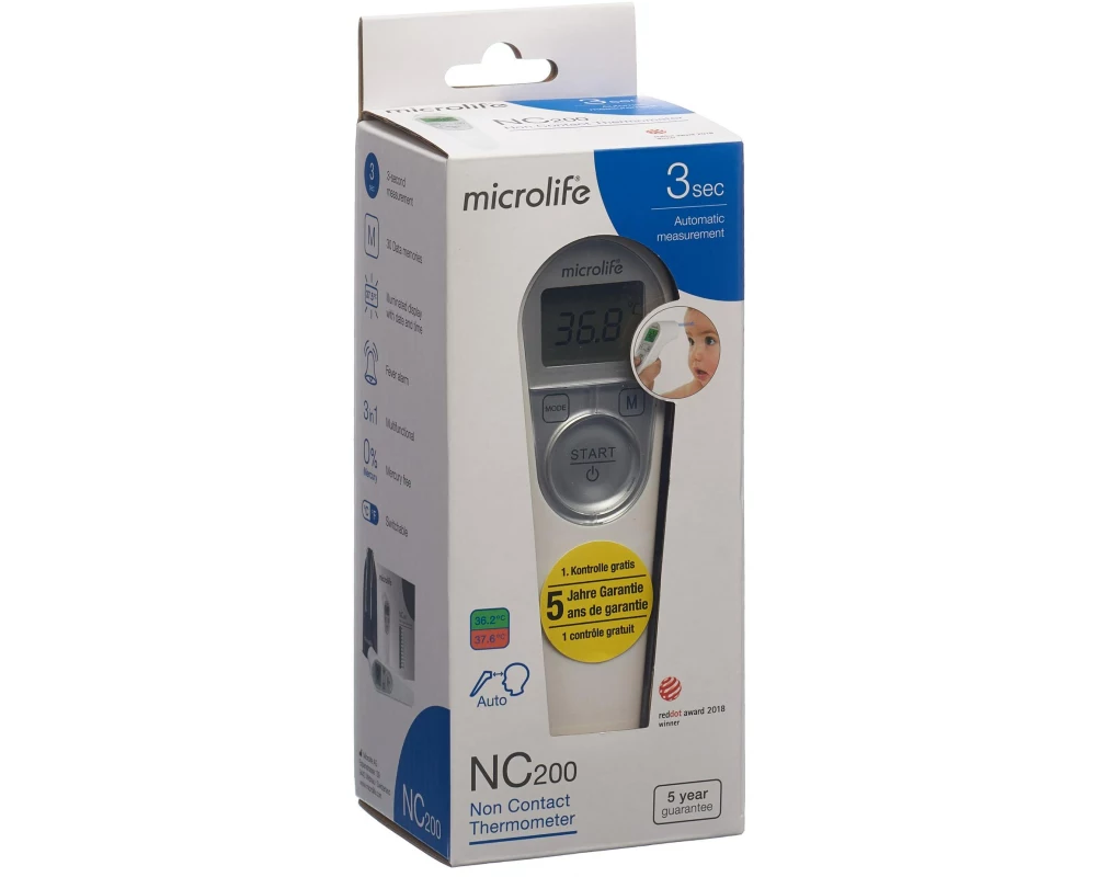 microlife Fieberthermometer NC 200 Berührungslos, Infrarot, Weiss