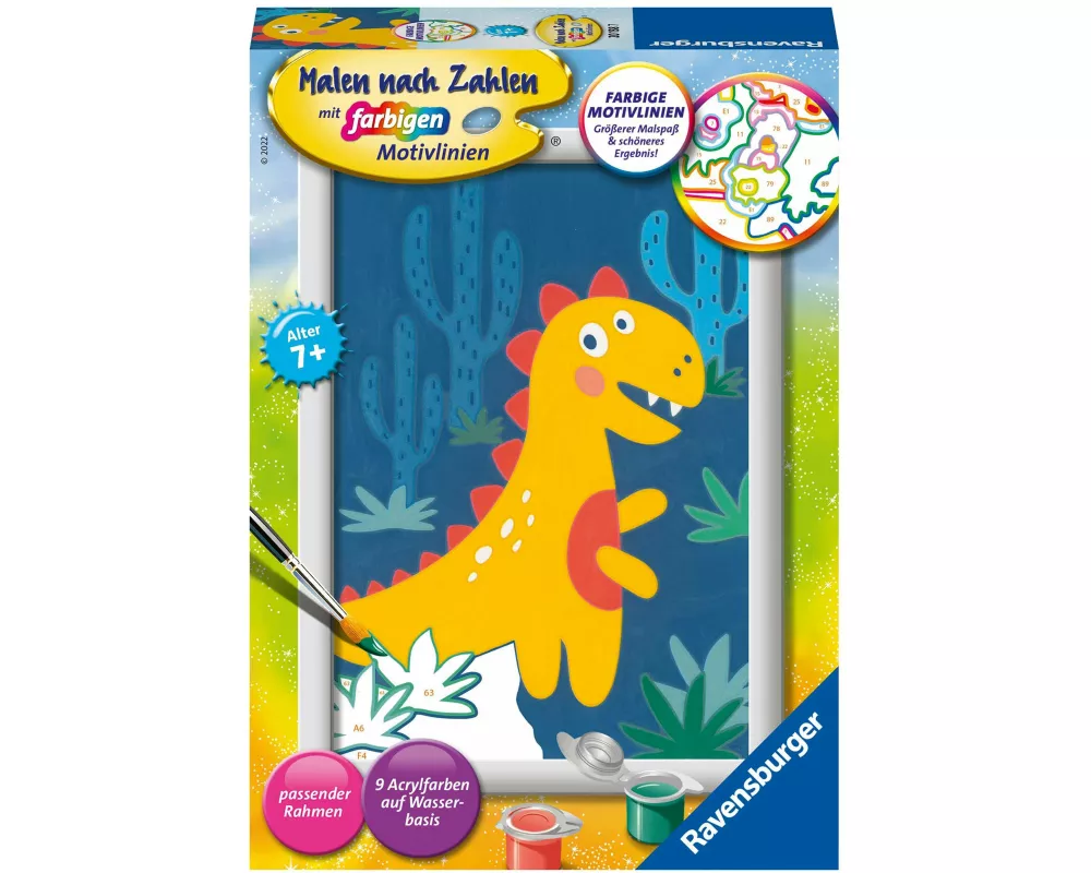 CreArt, Malen nach Zahlen Kinder - Frecher Dinosaurier