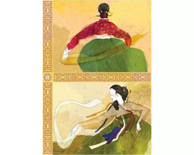Korean Dancers Dotted Hardcover Journal