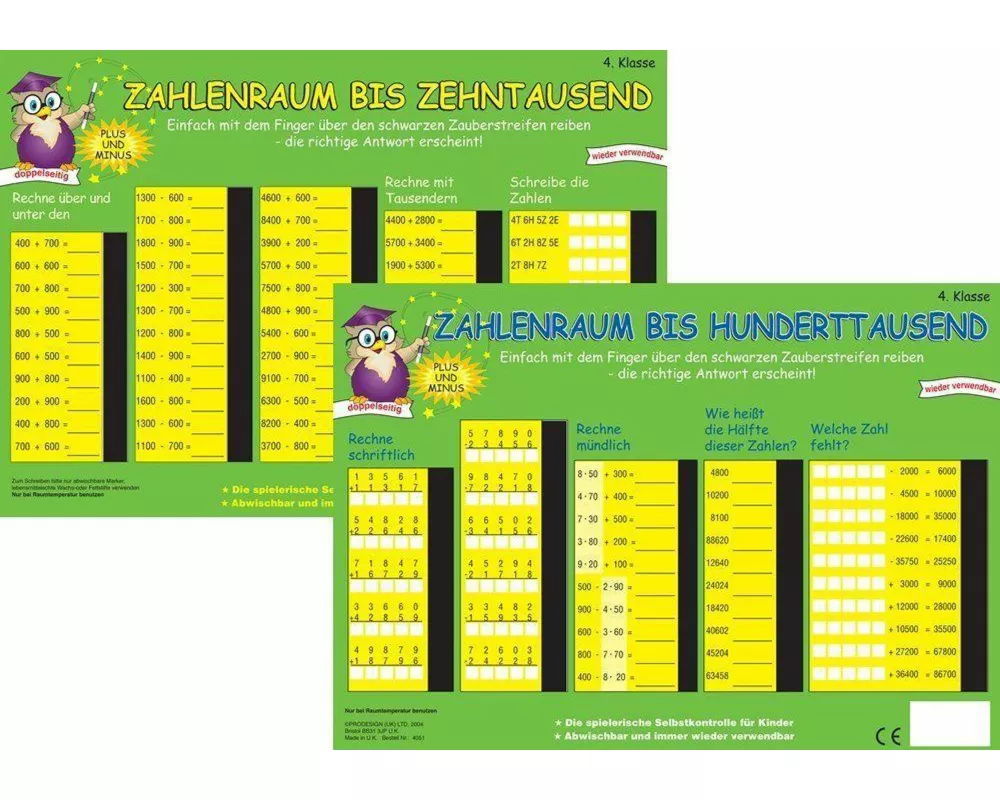 PRESSOGRAM Zaubertafel - Zahlenraum bis Zehntausend / Hunderttausend