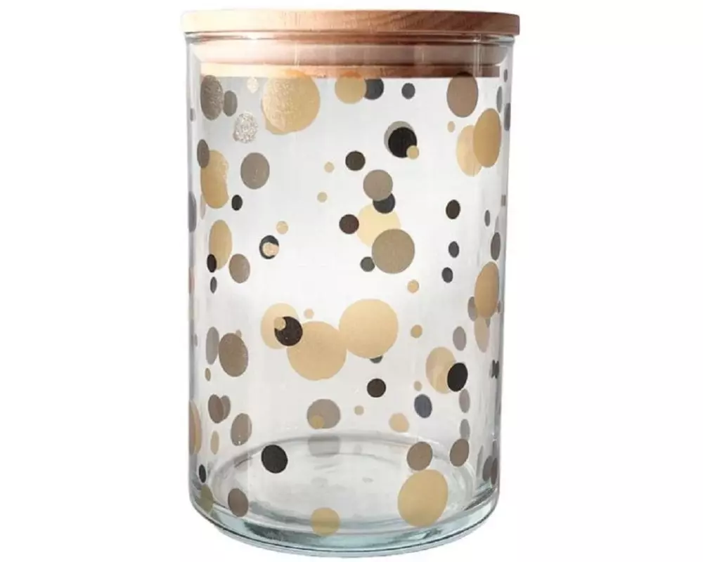 Wunderle Vorratsglas Dots natur 880 ml, mit Holzdeckel
