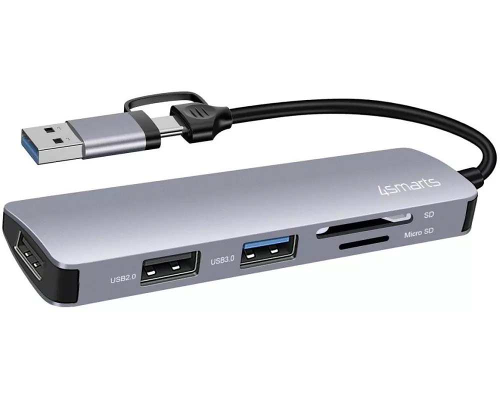 4smarts USB-Hub 5in1 Universal Multiport Hub USB-A/USB-C