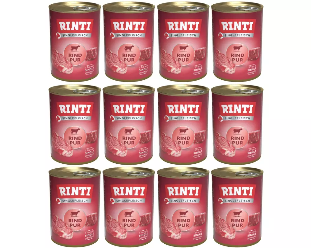Rinti Nassfutter Singlefleisch Dose Rind Pur, 12 x 400 g
