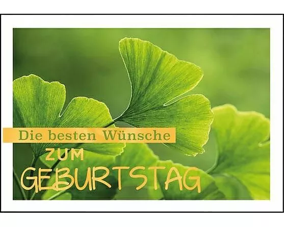 Doppelkarte. Zum Geburtstag (Ginkgo)