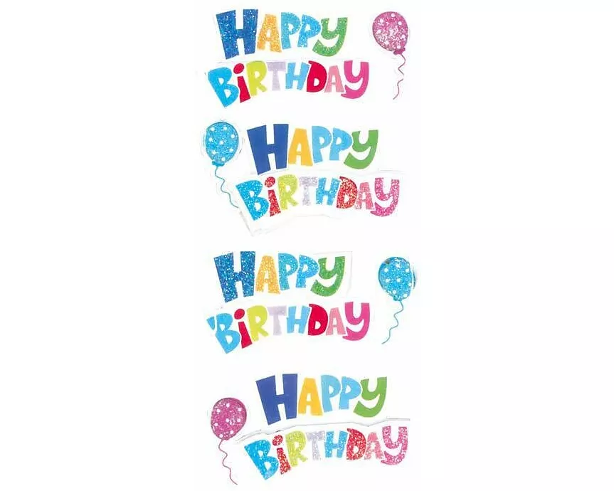 Happy Birthday , 3D Schriftzug m. Glitter