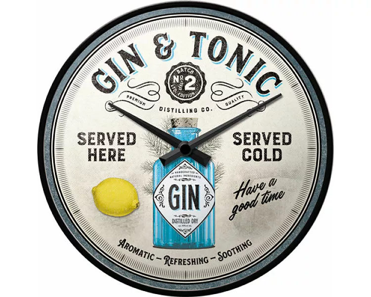 Wanduhr. Open Bar / Gin & Tonic - Served Here / Ø 31.0 cm