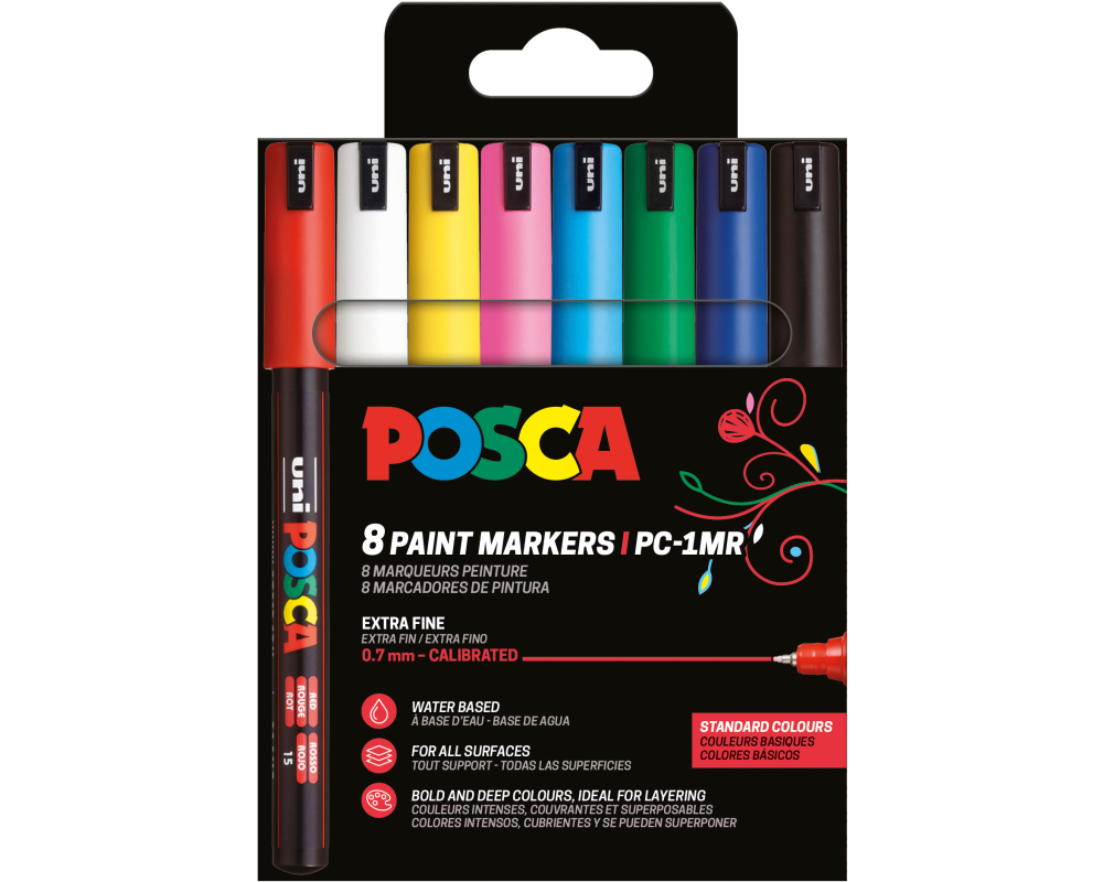 Uni Permanent-Marker POSCA 0.7 mm, 8 Stück