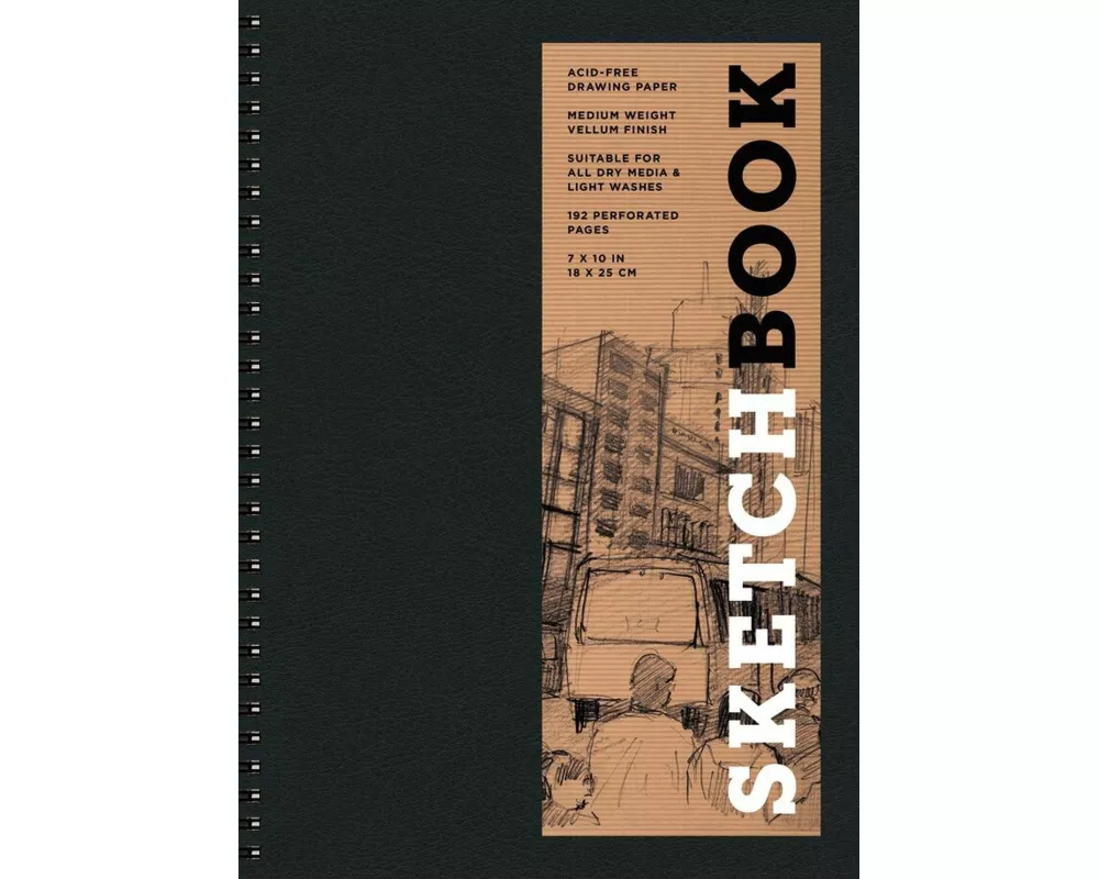 Sketchbook 7 X 10 Black Spiral Hardcover Mixed Media Sketchbook for Drawing