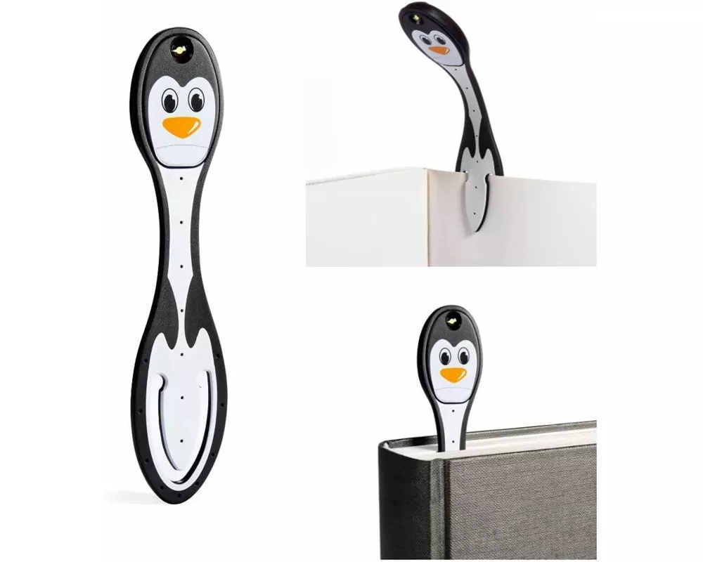 Flexilight Leselicht (Pinguin) - 2 in 1 Leselampe & Lesezeichen - Geschenk für Leser, Buchliebhaber - Deutsche Ausgabe