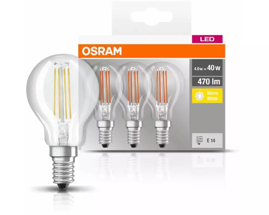OSRAM Lampe Base Filament 4W, E14 Warmweiss (WW)