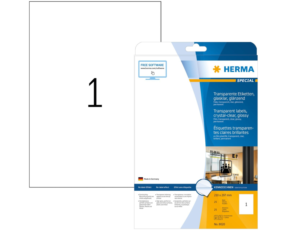 HERMA Folien-Etiketten 210 x 297 mm, 25 Blatt