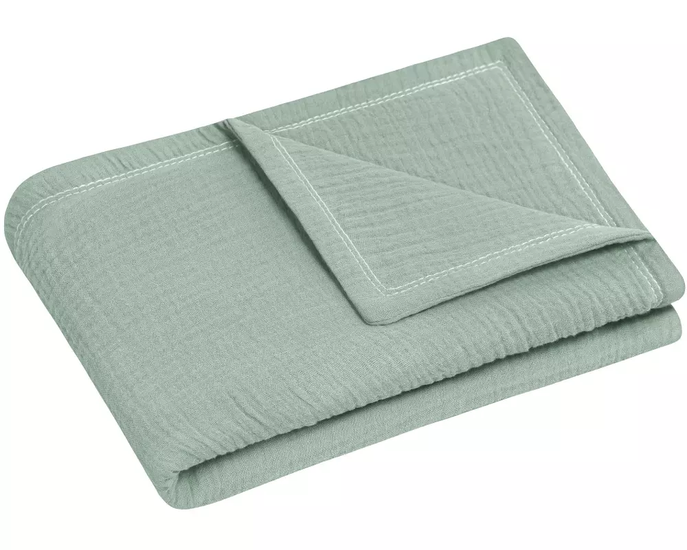 Julius Zöllner Kuscheldecke aus Baumwollmusselin Grün 70 x 100 cm