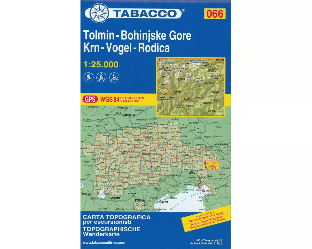 Tabacco Tolmin-Bohinjske Gore-Krn-Vogel-Rodica 1 : 25 000