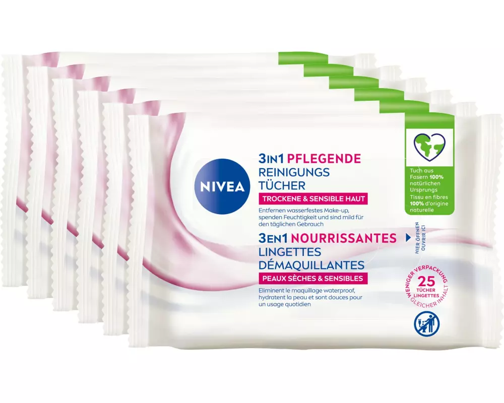 NIVEA Reinigungstücher 3in1 Pflegend 6 x 25 Stück