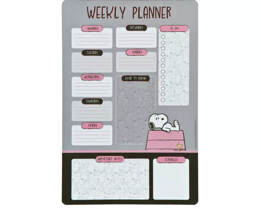 Undercover Wochen-Notizkalender Peanuts 52 Blatt, 19 x 28 cm