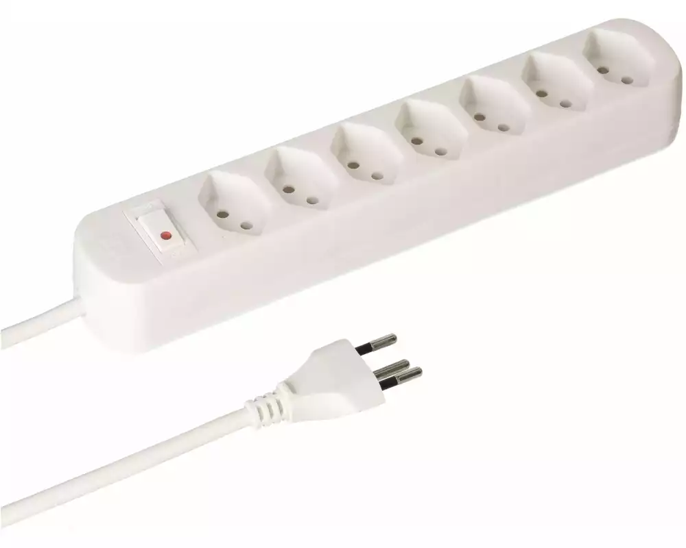 Max Hauri Steckdosenleiste Basic Line 7x T13 Schalter, Weiss