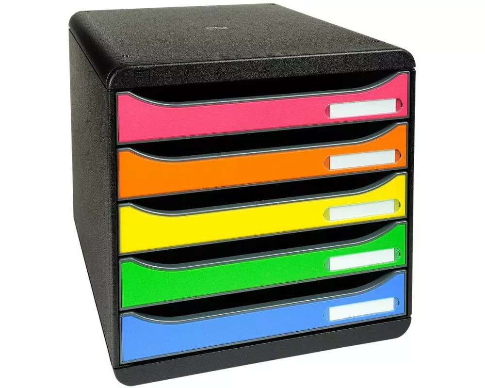 Biella Schubladenbox Big-Box Plus A4+ Schwarz glänzend/Mehrfarbig