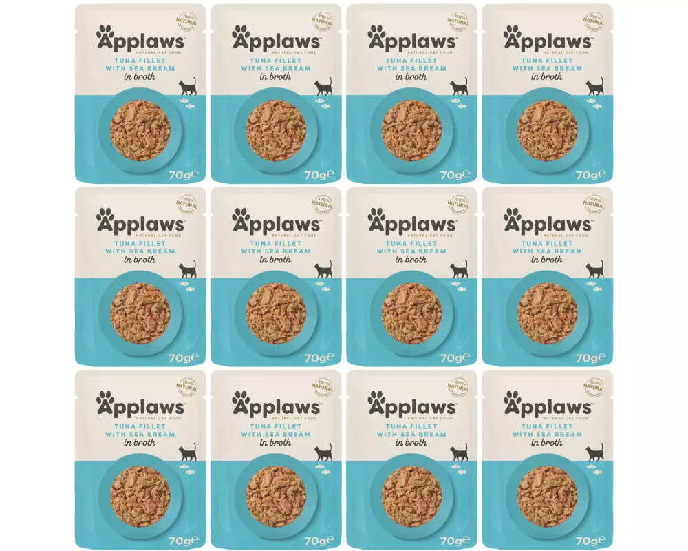 Applaws Nassfutter Pouch Thunfisch & Seebrasse, 12 x 70 g