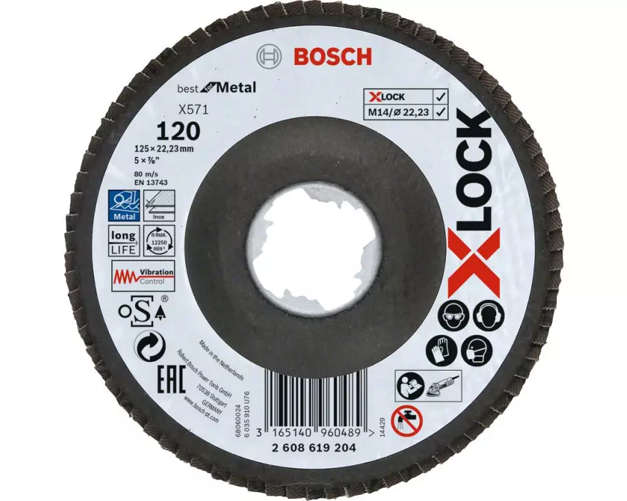 Bosch Professional Fächerschleifscheibe X-LOCK Best for Metal K120, 125 mm