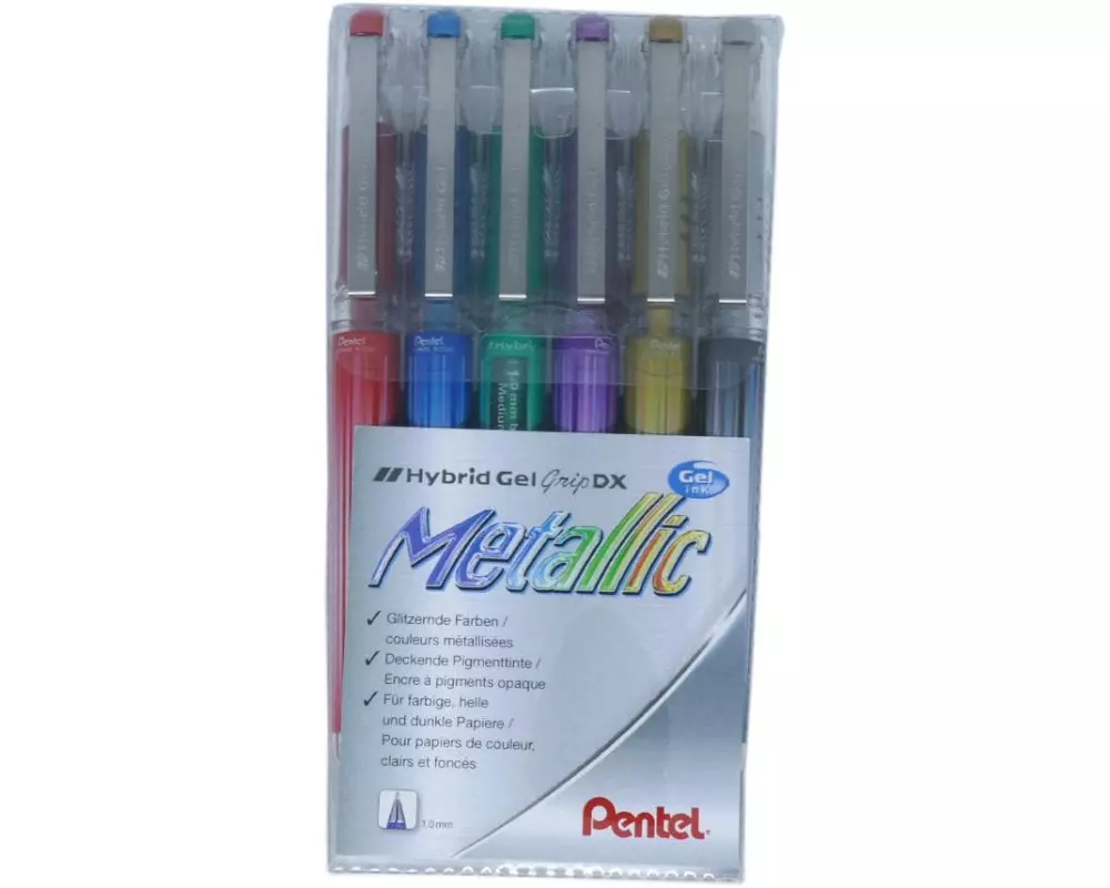 pentel Gelschreiber Hybrid Gel Grip DX Metallic 1 mm, Mehrfarbig