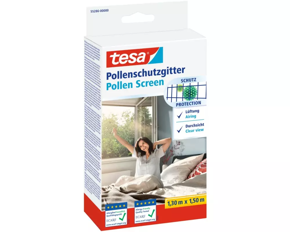 tesa Pollenschutzgitter 130 x 150 cm, Anthrazit-transparent