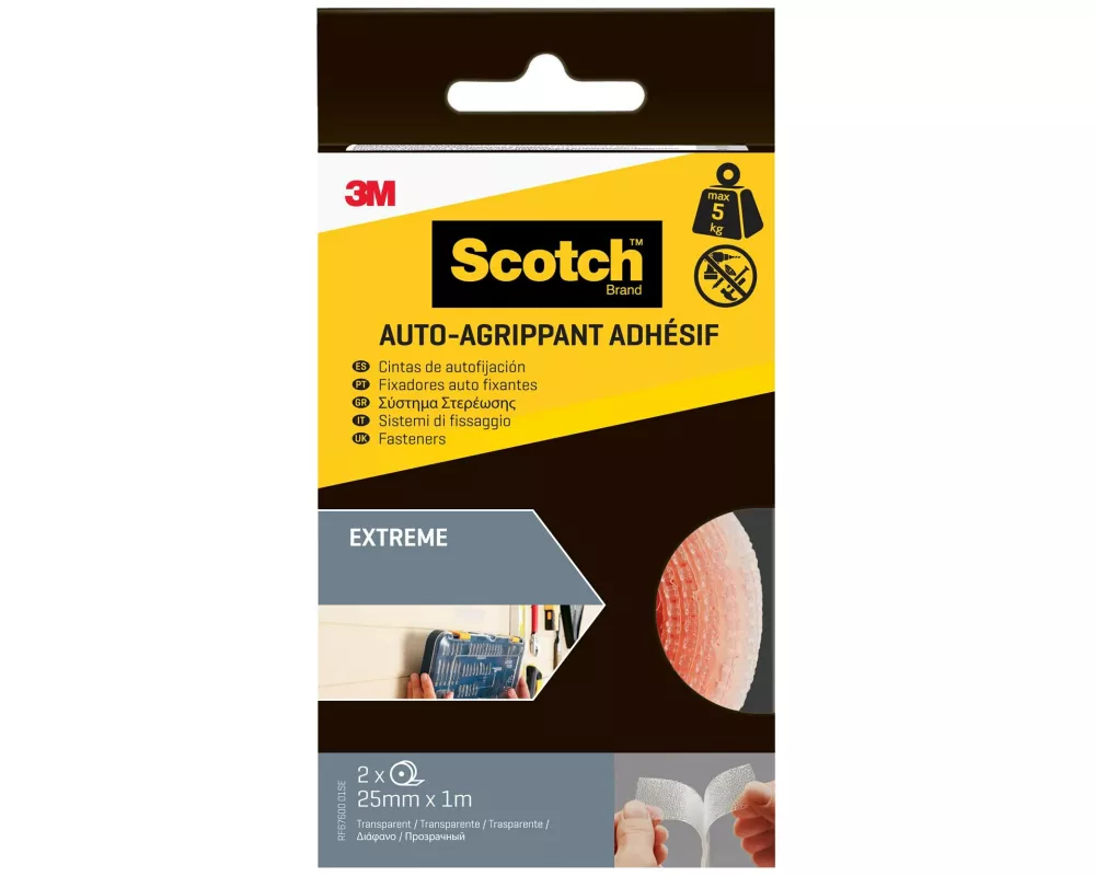 Scotch Klettband Dual Lock Extreme,2 Rollen, 25 mm x 1 m Transp.