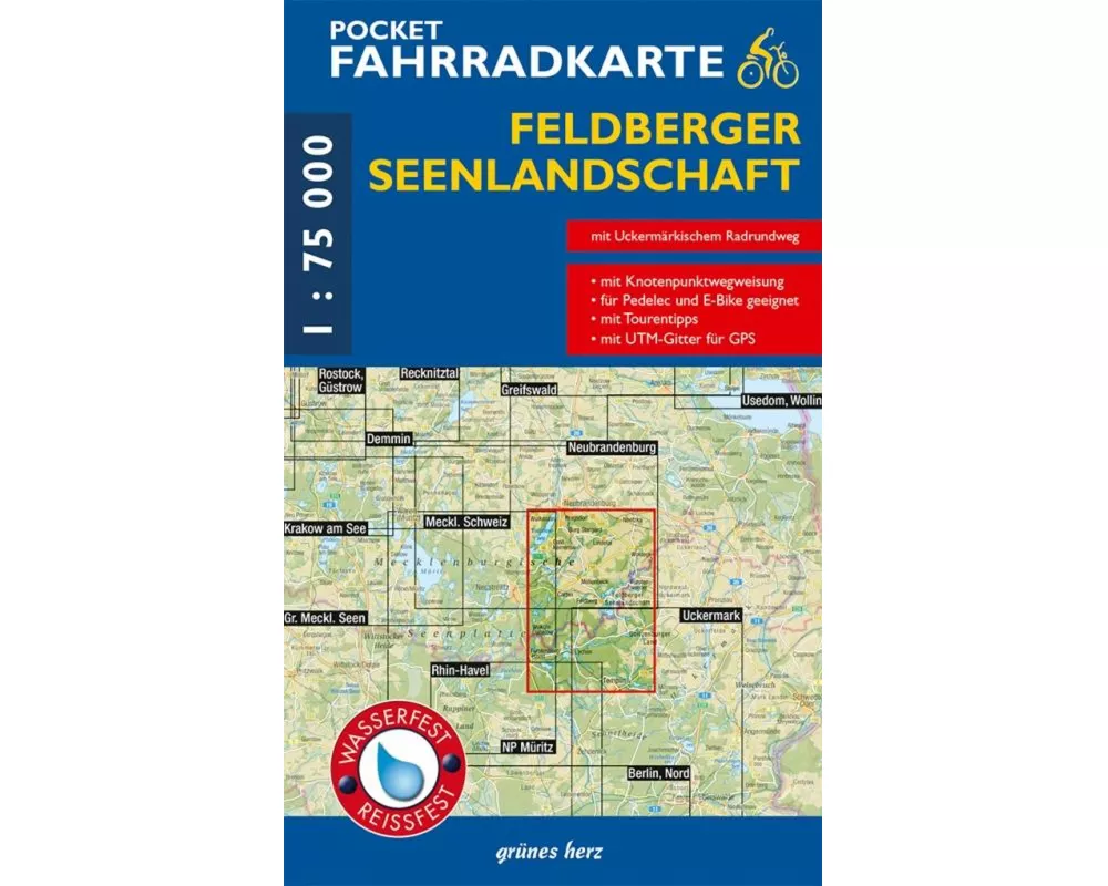 Feldberger Seenlandschaft Pocket Fahrradkarte 1 : 75 000