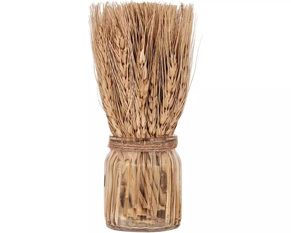 EGLO Trockenblumenstrauss mit Vase Glas, Braun, 18 cm