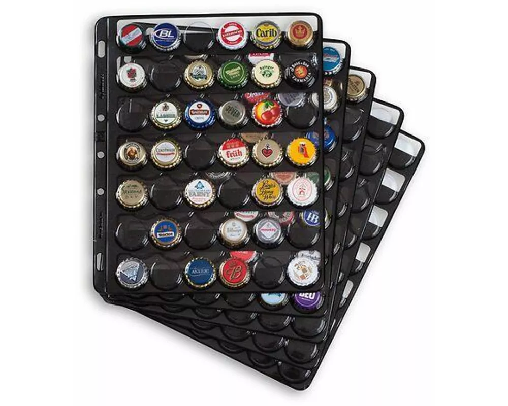 Champagnerdeckel Sammelalbum. 5er Pack Kunststoffhüllen COMPART inkl. 5 schwarzer Zwischenlagen