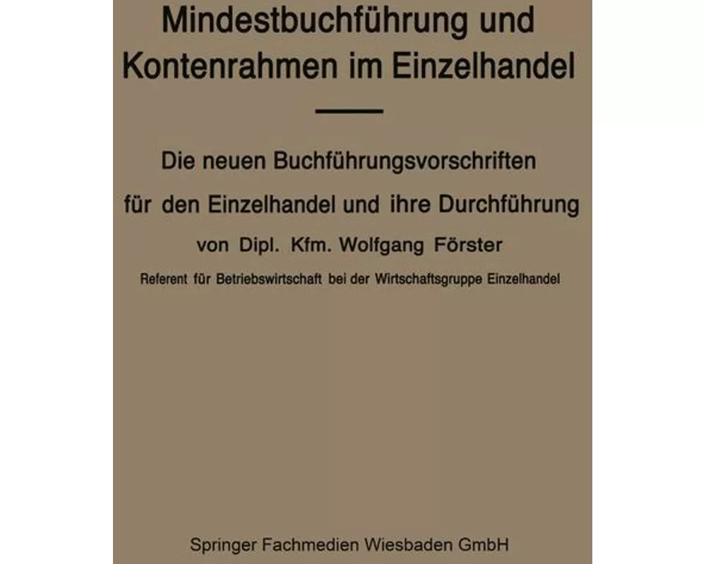 Mindestbuchführung und Kontenrahmen im Einzelhandel