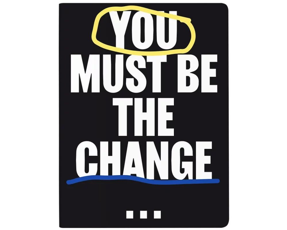 Nuuna Notizbuch Graphic L Be the change 22 x 16.5 cm, Kariert