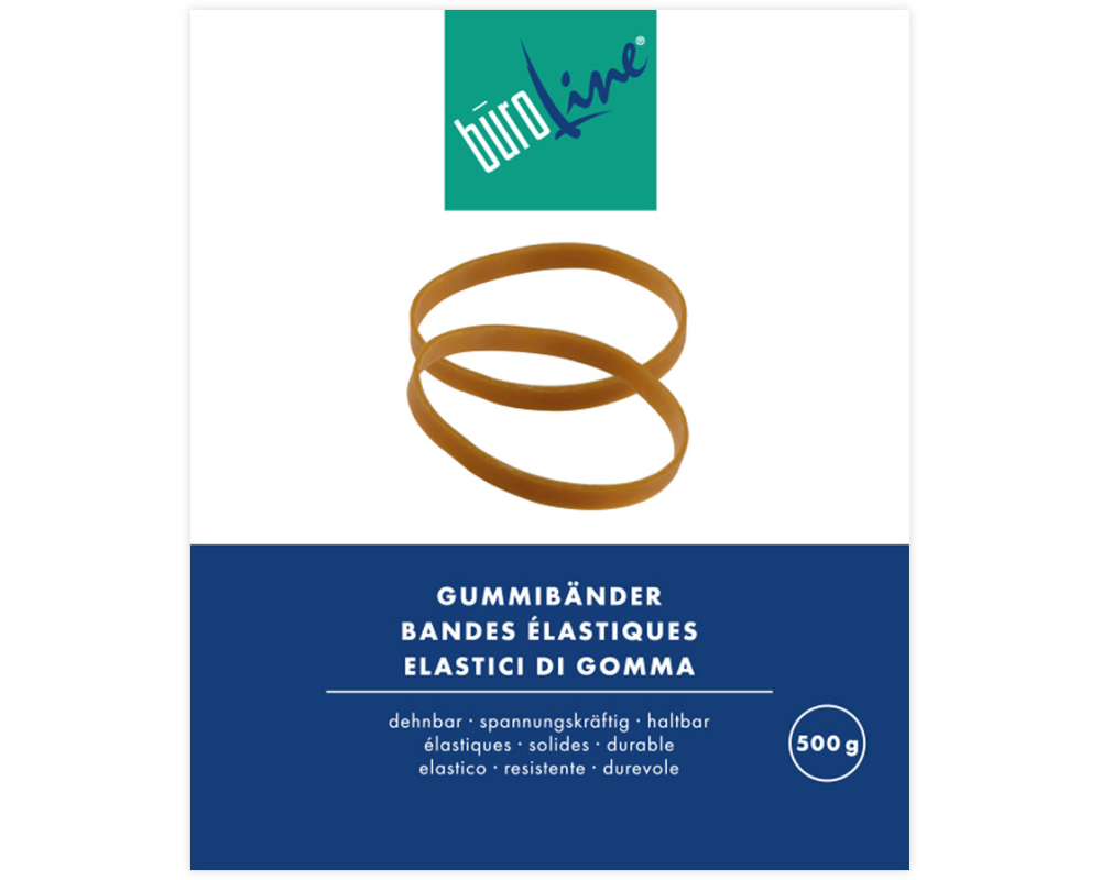 BÜROLINE Gummibänder 40x1,3mm 155412 braun, ø 25mm 500g