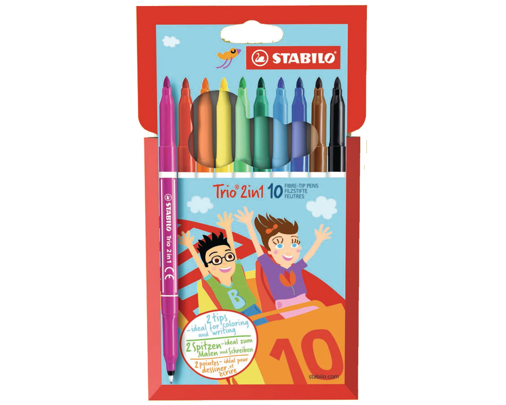 STABILO TRIO 2in1, Twin Pen 222/1001 Etui, 10 Farben