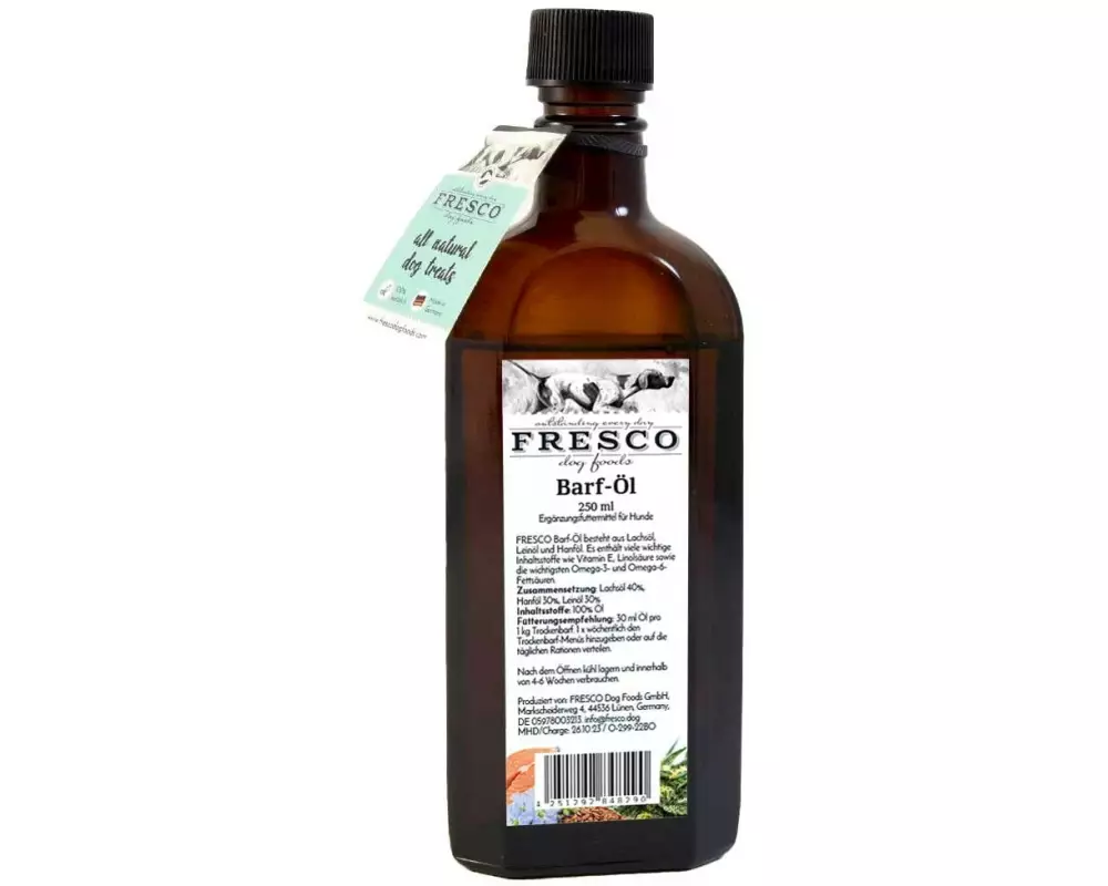 FRESCO Hunde-Nahrungsergänzung Trockenbarf Öl, 250 ml