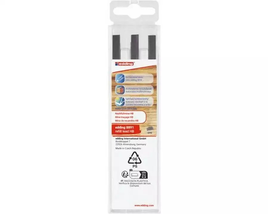 edding Zimmermannbleist. Mine HB 8891 E-6 2 - 5 mm, Grau