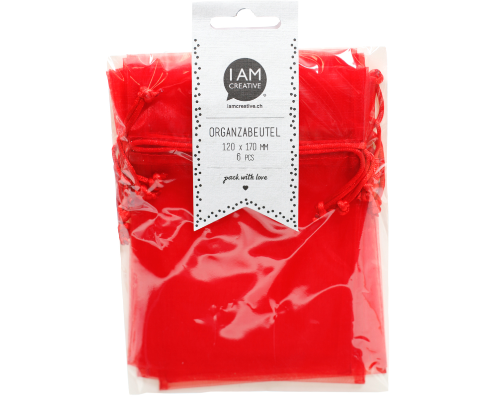 I AM CREATIVE Organzabeutel 12x17cm 2100.09 rot 6 Stück