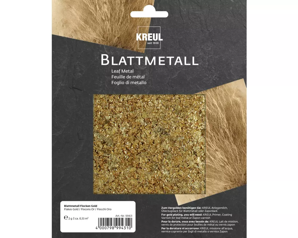 Kreul Farbflocken Blattmetall Gold, 2 g