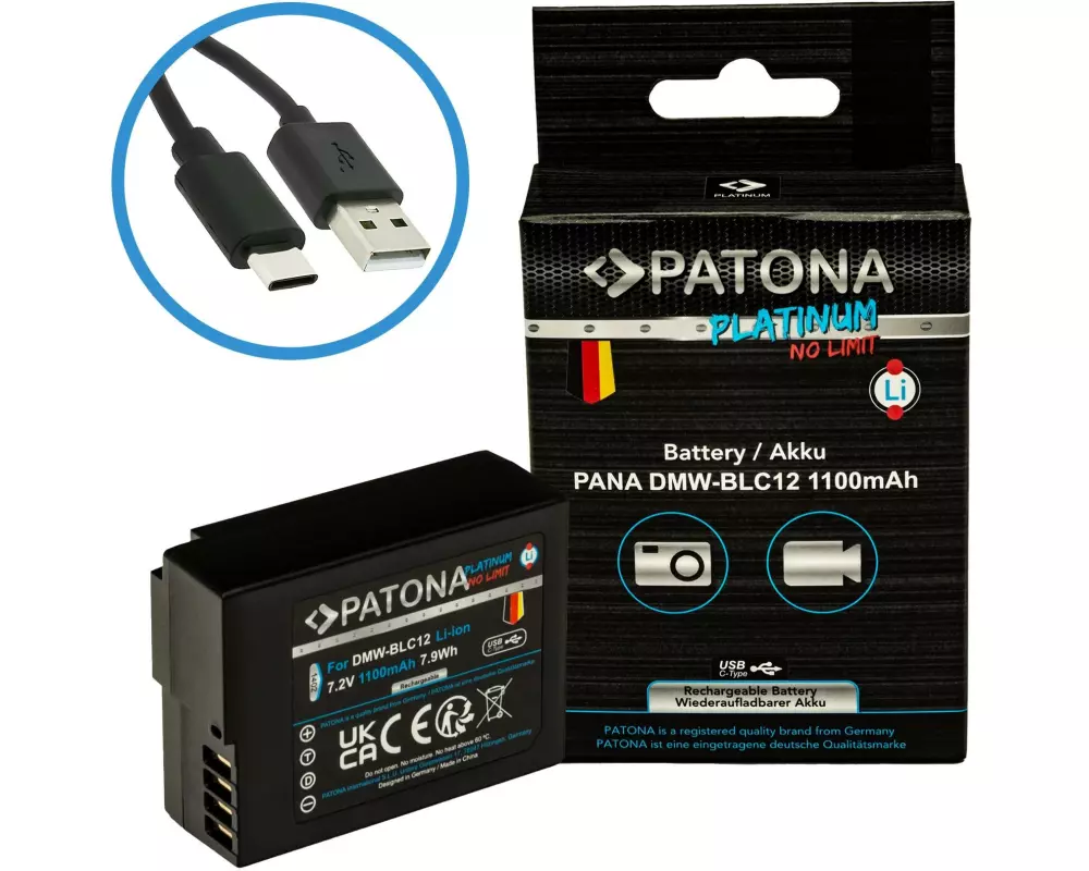 Patona Platinum Akku für Panasonic DMW-BLC12 FZ2000