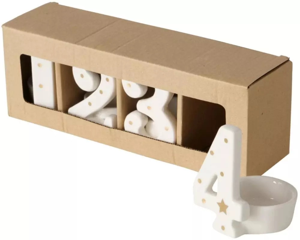 Boltze Teelichthalter Numero 4 Stück, Weiss